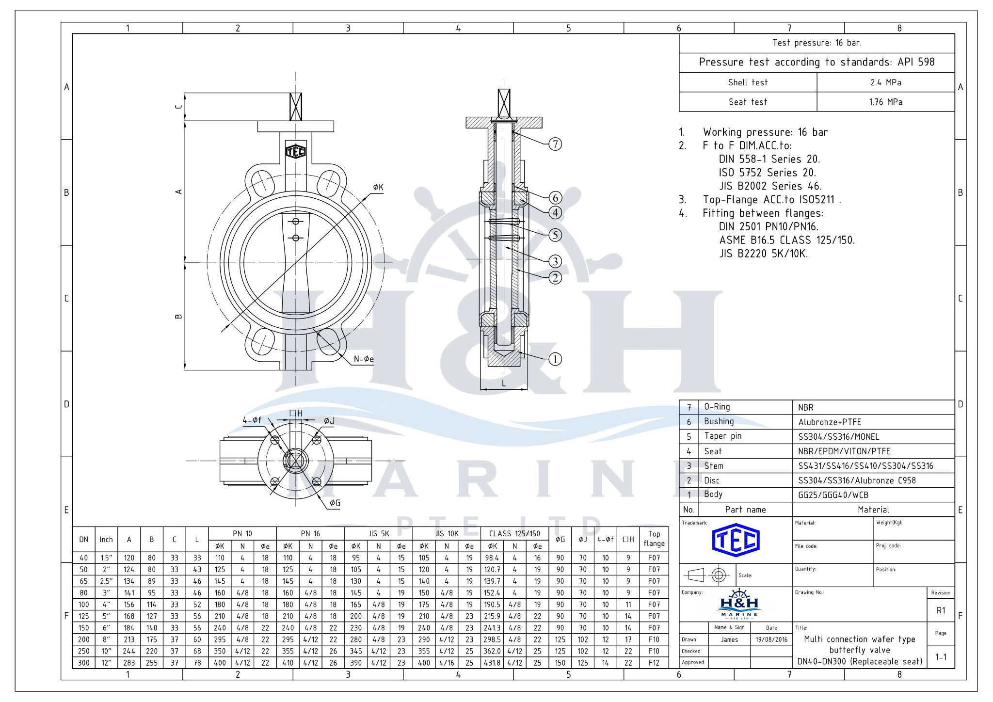 Wafer Type Butterfly Valve